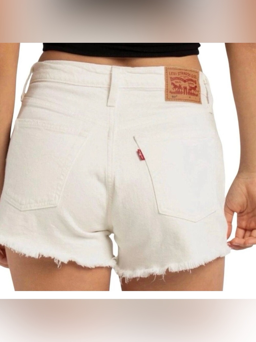 LEVI’S 501 White Button Fly Denim Jean Cutoff Shorts Size 28